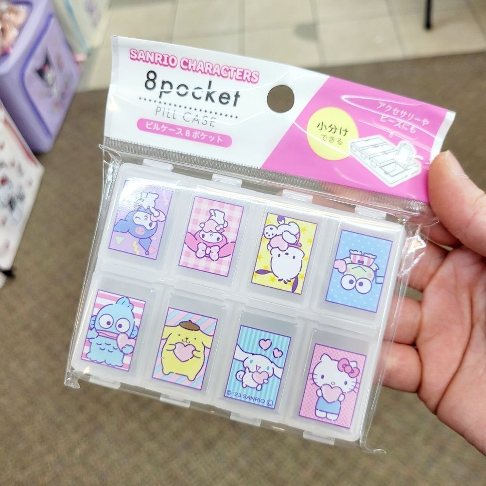 Brand New Japan Sanrio Hello Kitty & Characters 8 Slots Pills Case